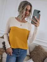 Long Sleeve Yellow Regular Fit Women T-Shirts 1906