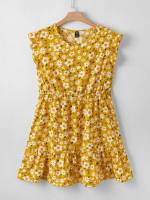  Regular Fit Floral Yellow Plus Size Dresses 382