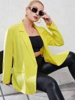 Double Button Yellow Elegant Plus Size Suits 9695