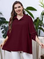 Long Sleeve Long Plain Plus Size Tops 3869