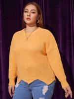  Plain Long Sleeve Plus Size Knitwear 527