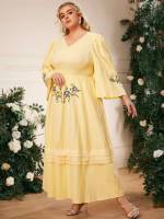 Regular Fit Maxi Floral Plus Size Dresses 984