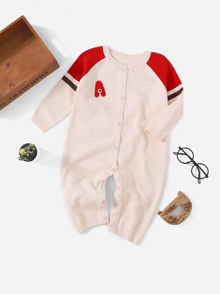 Casual Button Long Sleeve Baby Sweater Onesies 4478