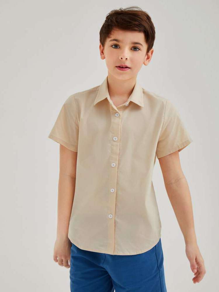 Short Sleeve Apricot Casual Kids Clothing 189