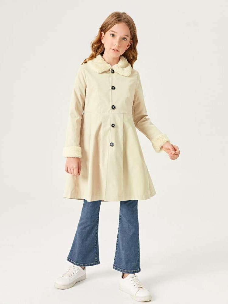 Apricot Collar Regular Fit Dressy Girls Clothing 2035