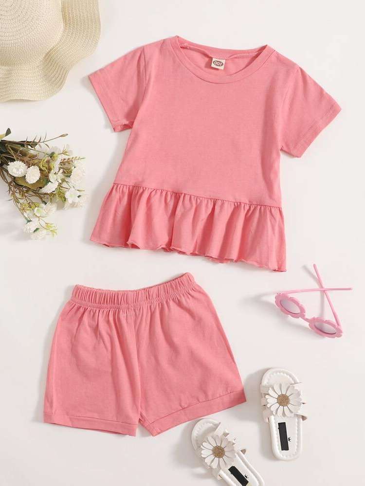 Casual  Short Sleeve Toddler Girl Two-piece Outfits 4661