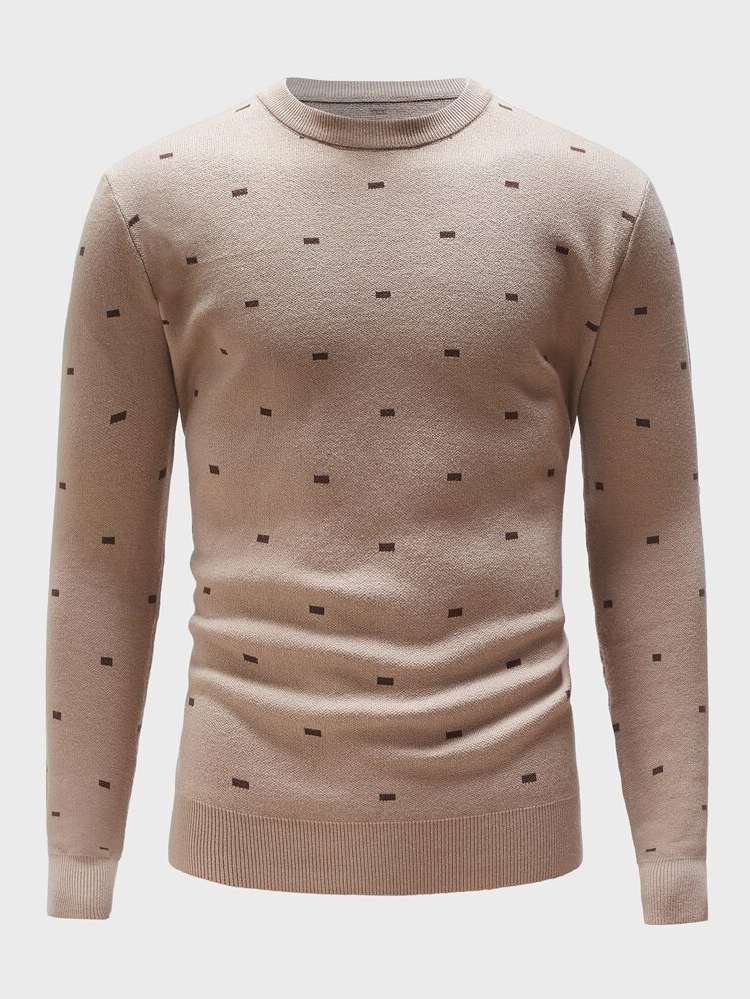 Round Neck Regular Apricot Men Knitwear 769