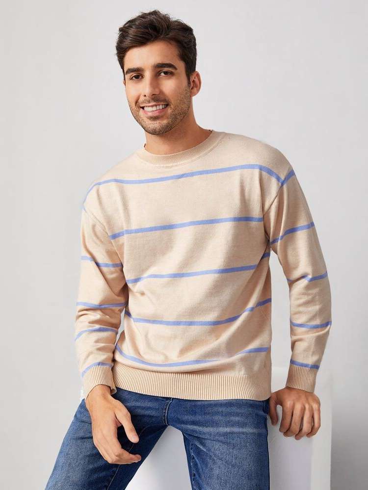 Rib-Knit Casual Regular Fit Men Knitwear 828