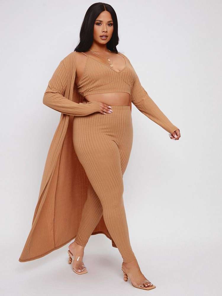  Plain Casual Plus Size Co-Ords 8115