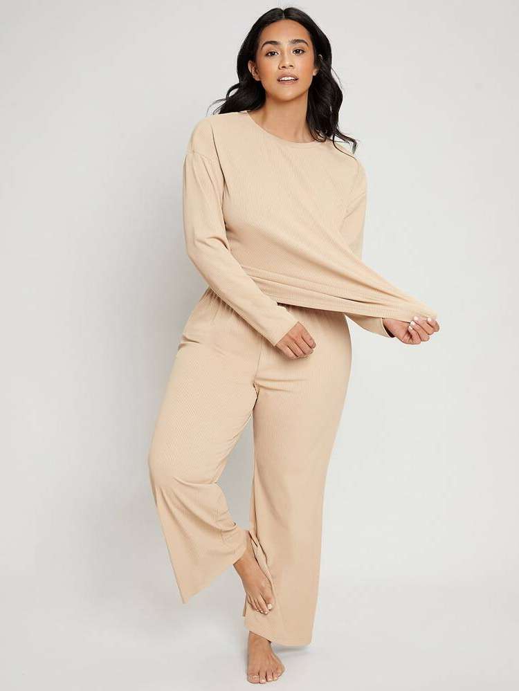 Casual Long Sleeve  Women Plus Sleep  Lounge 395