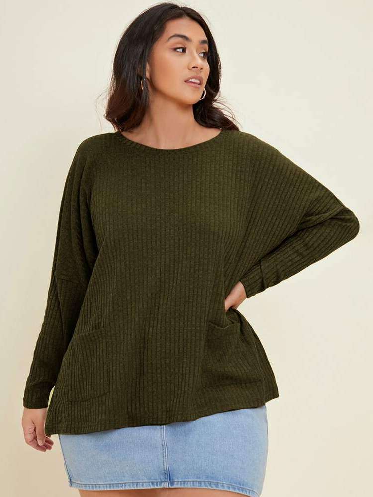 Long Sleeve Oversized Long Plus Size Tops 8861