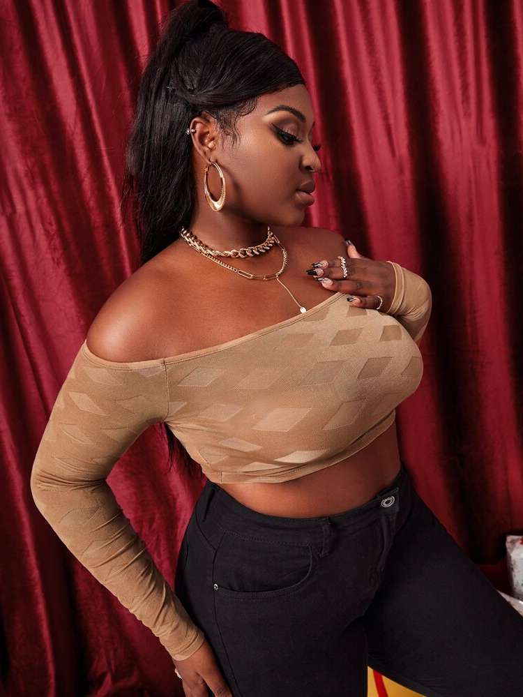  Off the Shoulder Slim Fit Sexy Plus Size Women Tops 8077