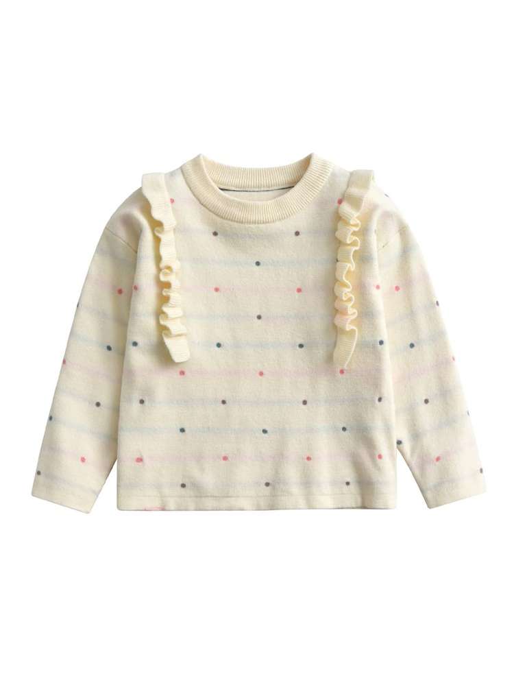 Regular Regular Fit Cute Frill Toddler Girl Sweaters 3735