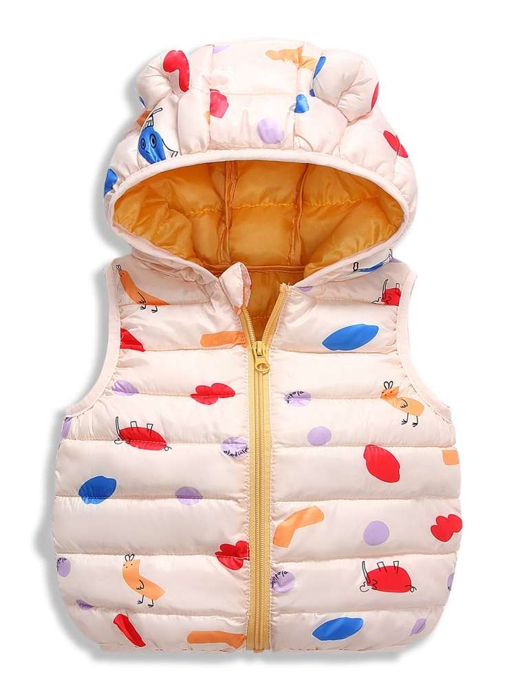 Regular Fit Casual Hooded Apricot Toddler Girl Winter Coats 8195