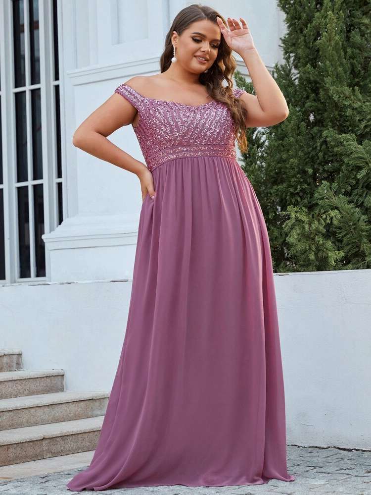 Plain Regular Fit Glamorous Plus Size Wedding Party Wear 9419