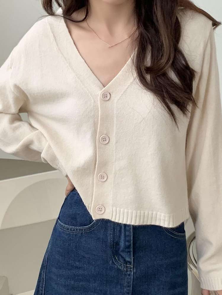 Crop Casual Long Sleeve Plain Women Clothing 536