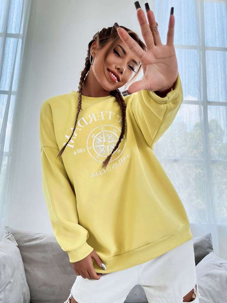 Round Neck Casual Oversized Long Sleeve Women Clothing 284