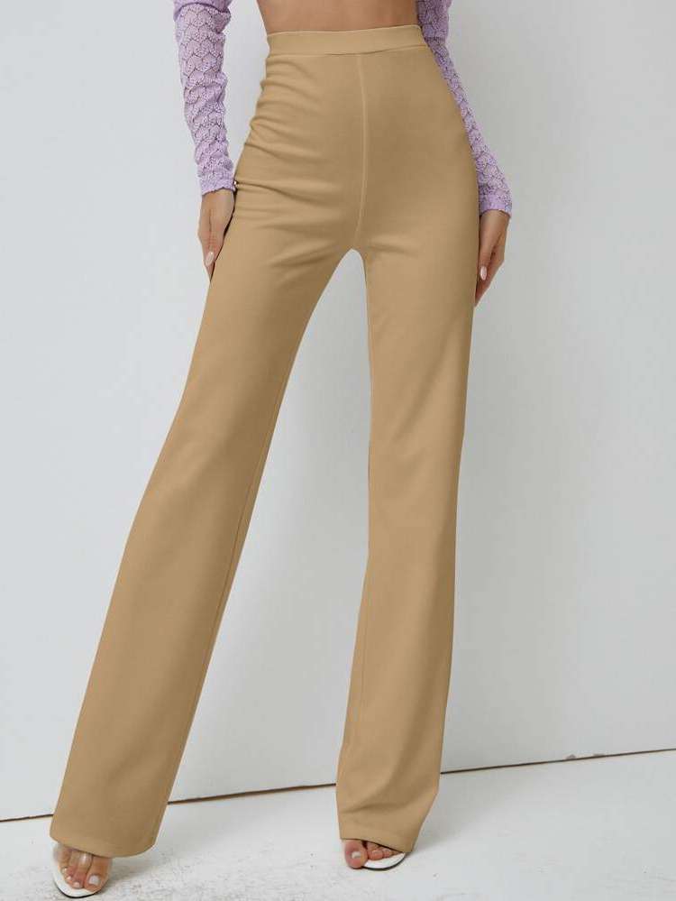  Apricot Plain Long Women Pants 4688