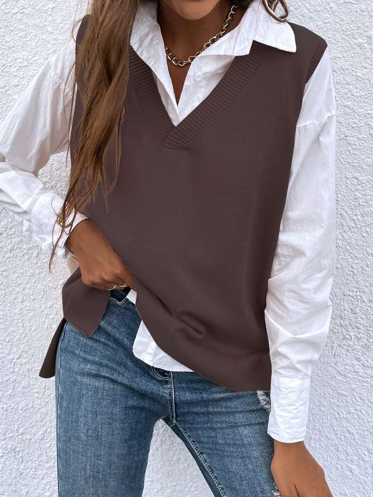  Split Regular Women Sweater Vests 274