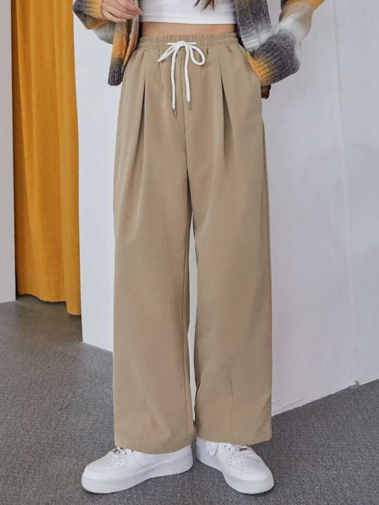 Plain Apricot Casual Cropped Women Bottoms 816