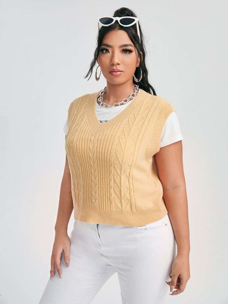  Sleeveless Casual Plus Size Knitwear 4546