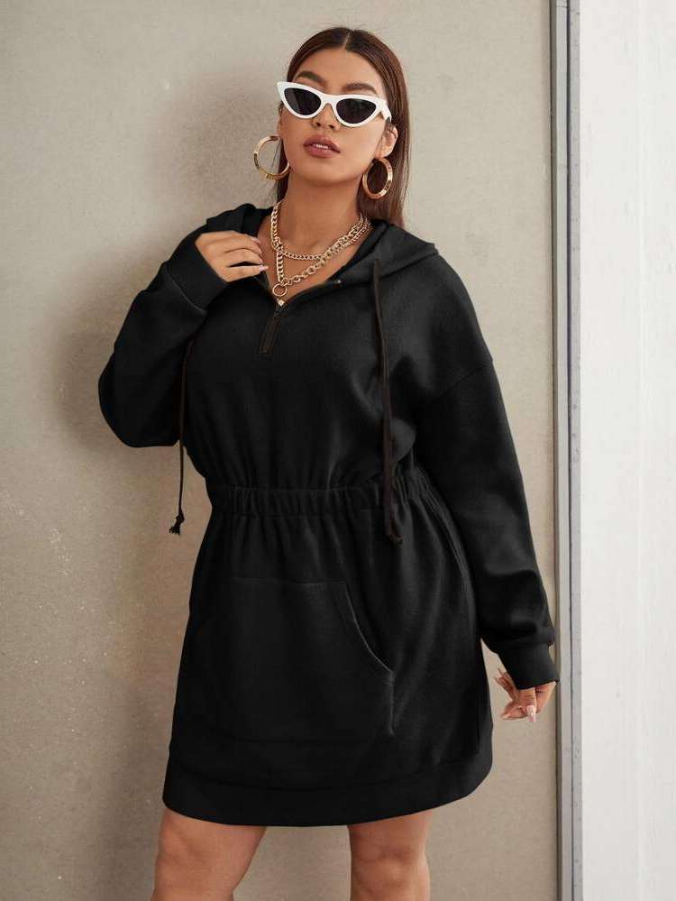 Casual Apricot Drawstring Plus Size Sweatshirts 686