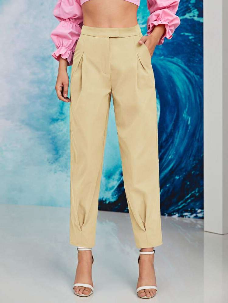  Pocket Apricot Women Suit Pants 2144