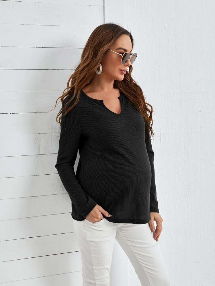  Casual Long Sleeve Plain Baby  Mom 2931