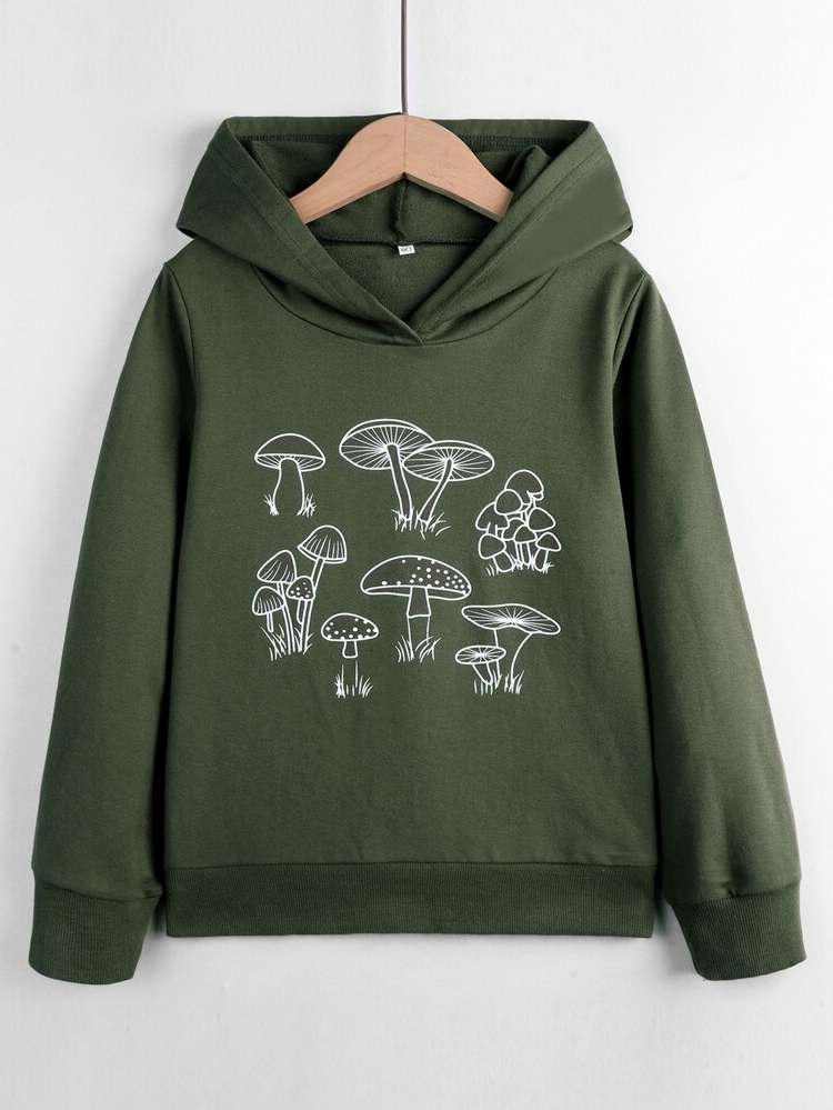  Hooded Long Sleeve Plants Girls Clothing 642