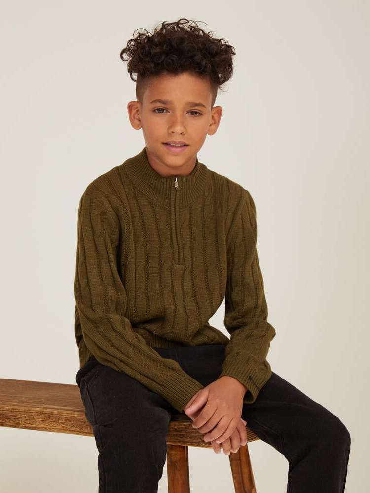 Plain Army Green Casual Boys Clothing 4026