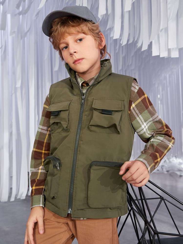  Army Green Pocket Boys Outerwear 9492