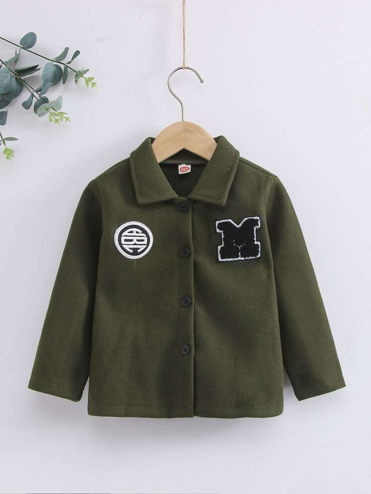 Collar Army Green Casual Kids Clothing 6987