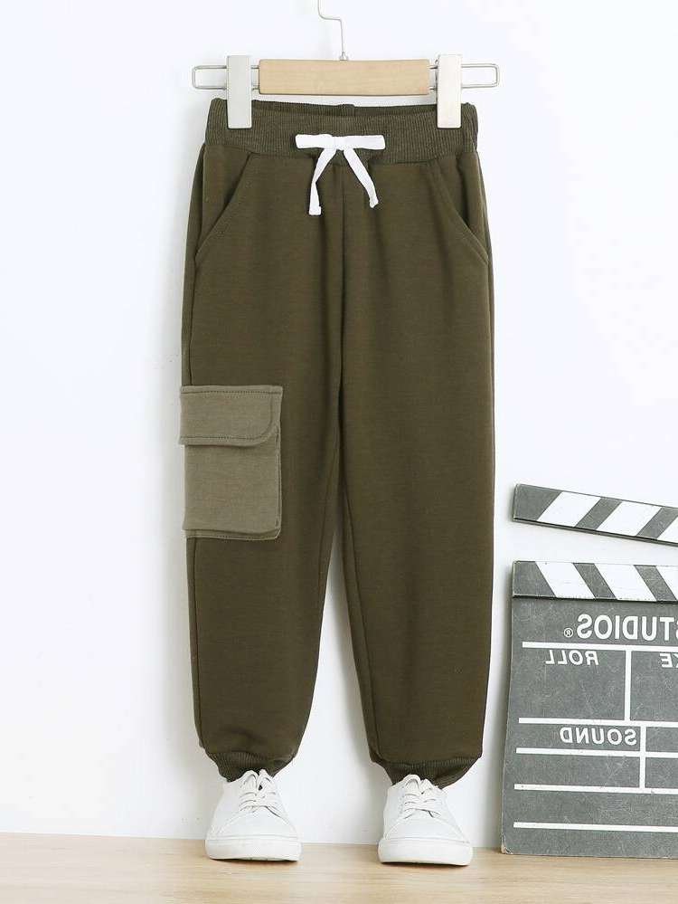 Plain Army Green Toddler Boy Sweatpants 594