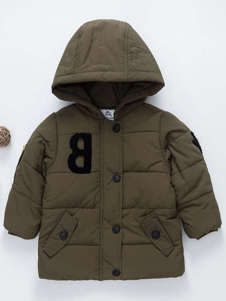 Casual Hooded Long Sleeve Button Toddler Boys Clothing 3447