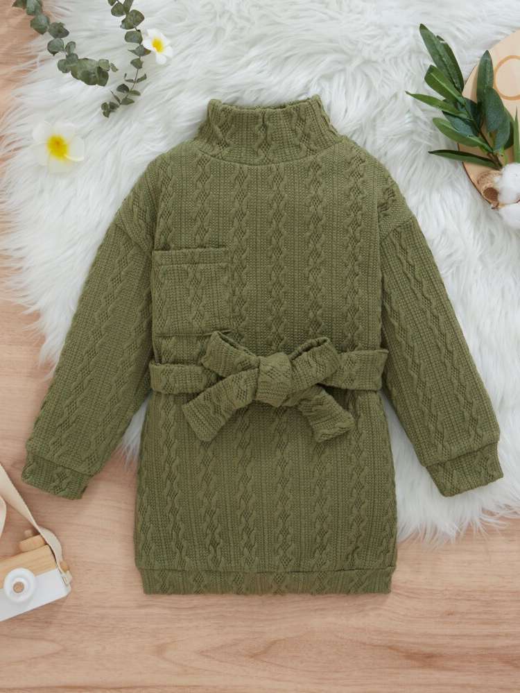 Long Regular Fit Plain Army Green Toddler Girls Clothing 231