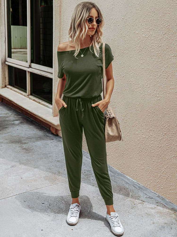 Plain Army Green Long Women Jumpsuits  Bodysuits 538