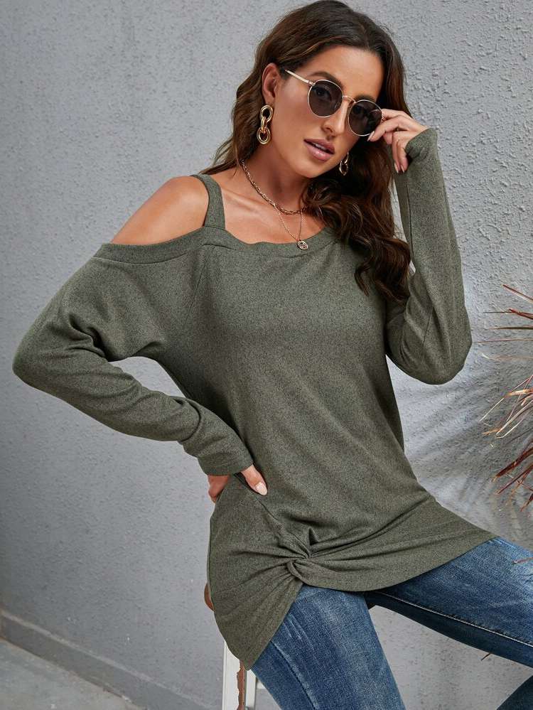  Long Sleeve Casual Asymmetrical Women Tops, Blouses  Tee 666