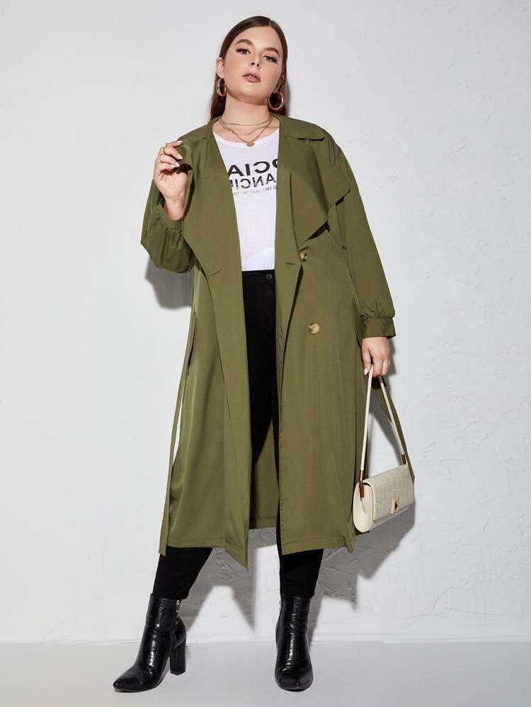  Waterfall Long Plain Plus Size Outerwears 2860