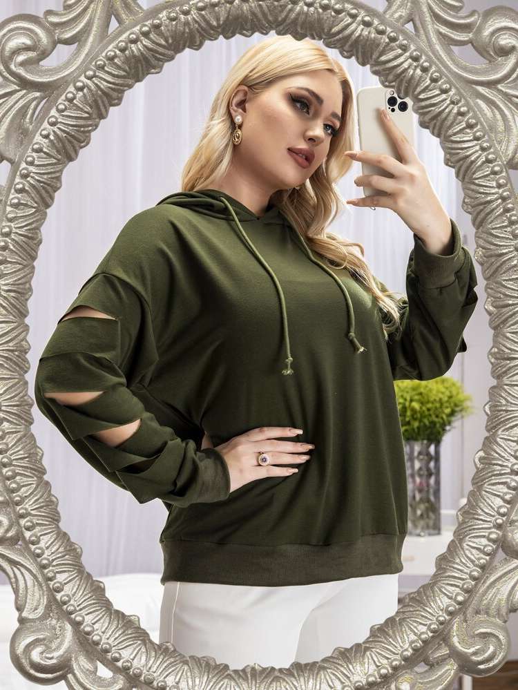 Long Sleeve Hooded Regular Casual Plus Size Sweatshirts 874