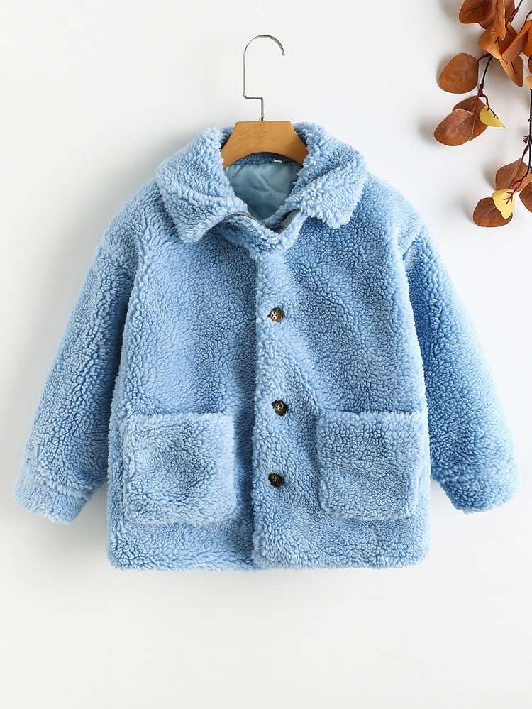 Regular Baby Blue Regular Fit Girls Coats 7