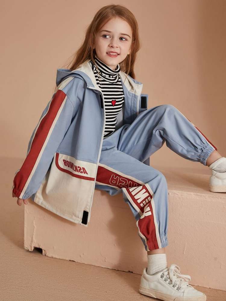  Zipper Baby Blue Letter Kids Clothing 276