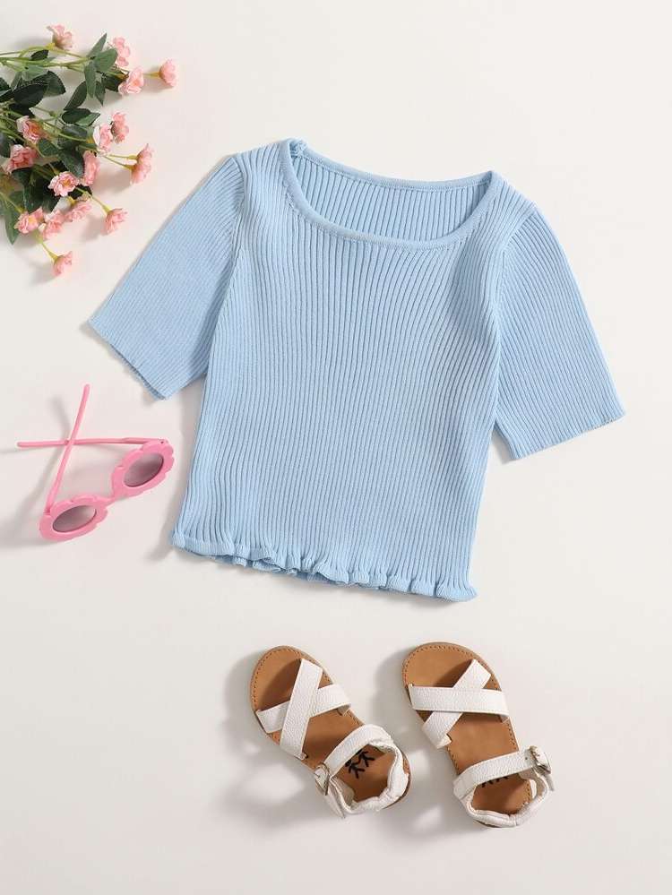 Short Sleeve Casual Regular Baby Blue Girls Clothing 973