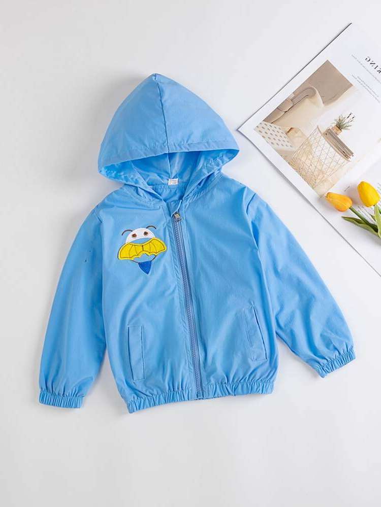 Cartoon Hooded Casual Patched Kids Clothing 214