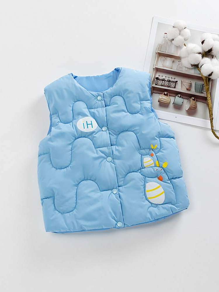 Cartoon Baby Blue Round Neck Toddler Girls Outerwear 651