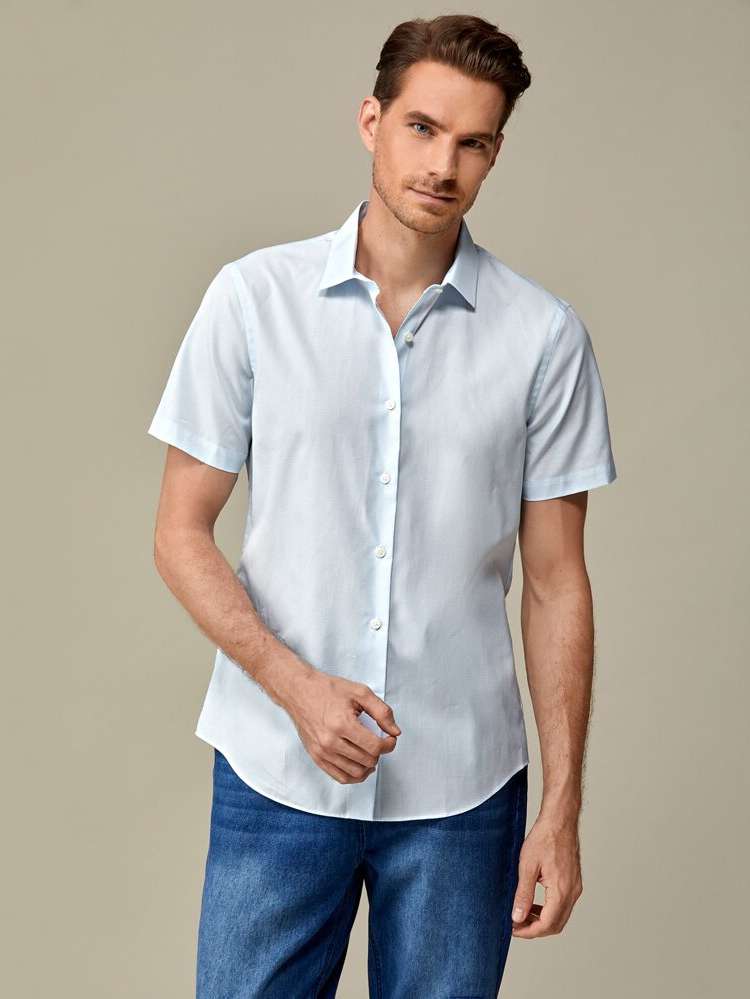  Regular Fit Regular Short Sleeve Men Tops 7215