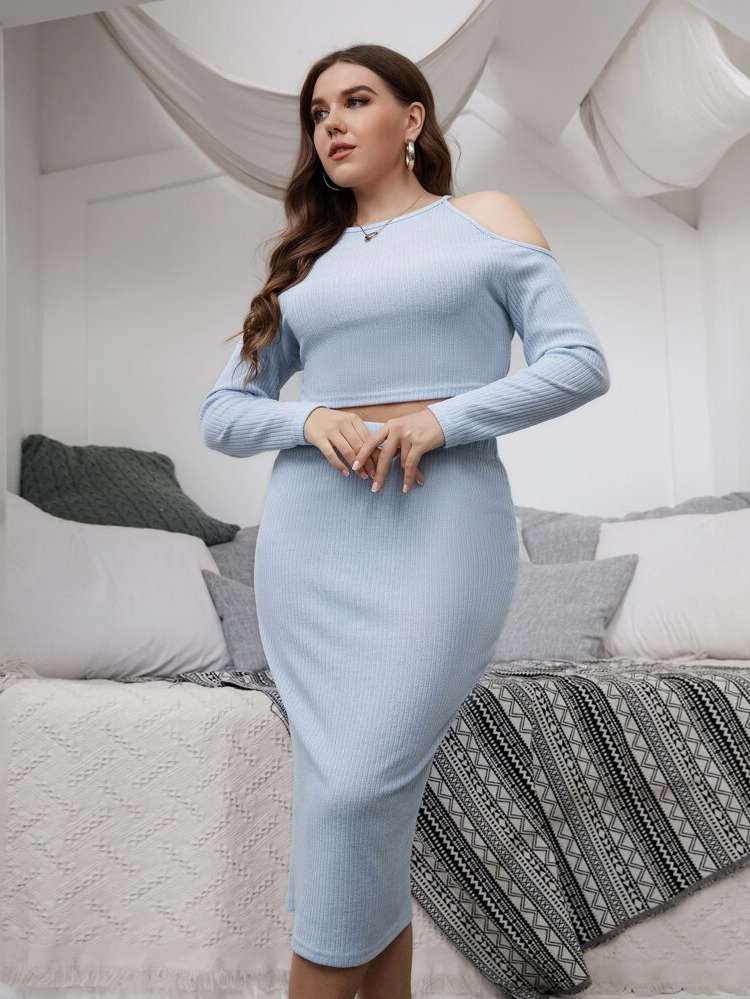  Slim Fit Cut Out Plus Size Co-Ords 134