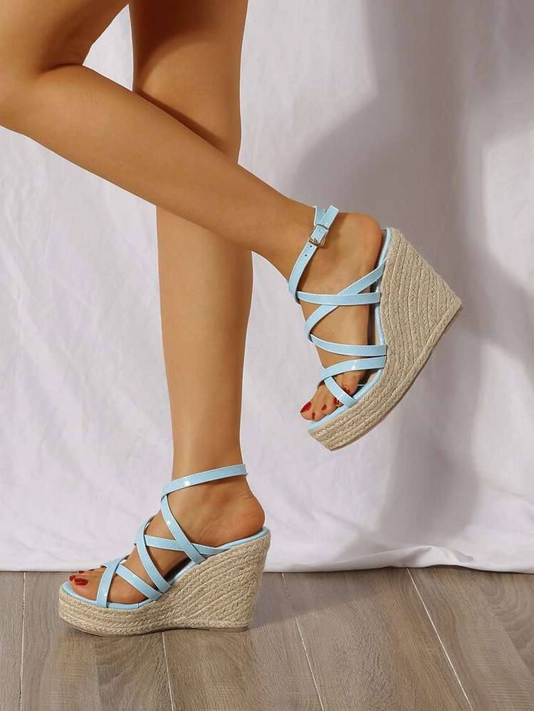  Plain Baby Blue Women Sandals 5664