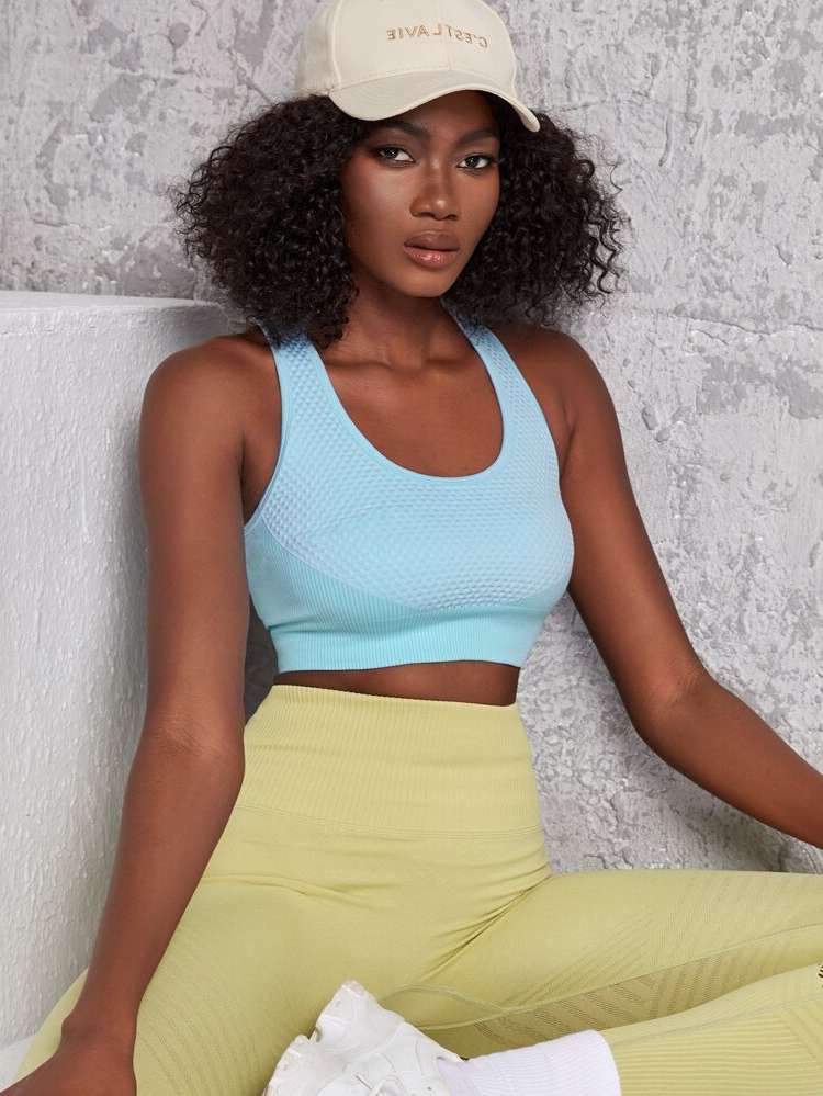 Baby Blue Plain Scoop Neck Sports 9467