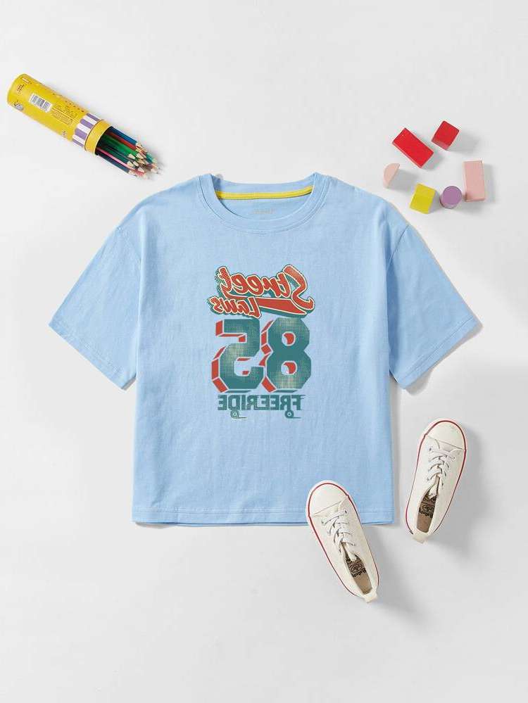  Baby Blue Short Sleeve Kids Clothing 9228