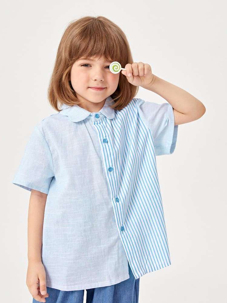 Regular Fit Button Front Striped Kids Clothing 4241